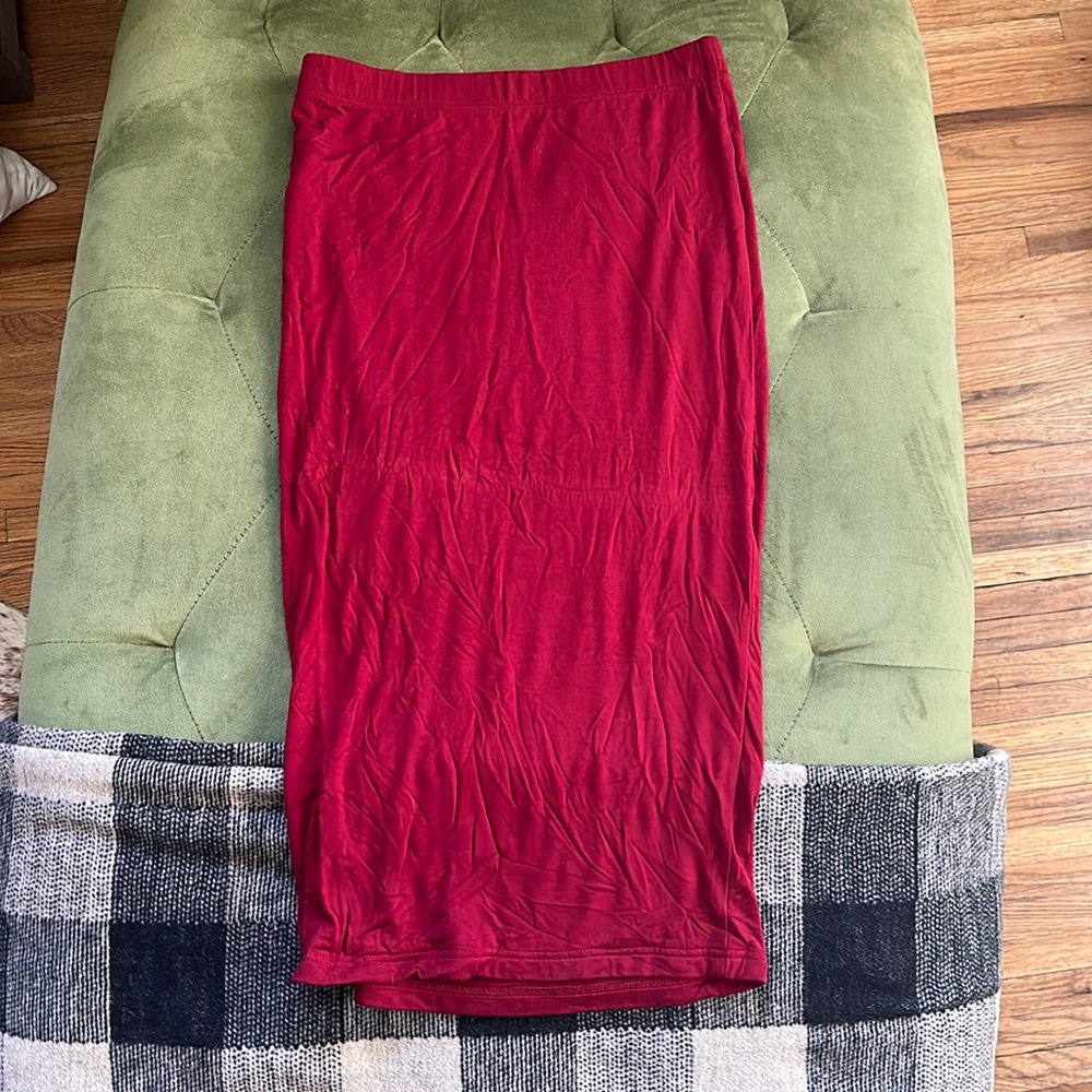 Red pencil skirt